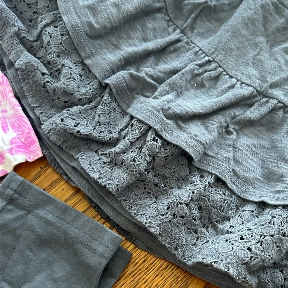 Old Navy Pink Floral Top and Gray Bottoms Set
